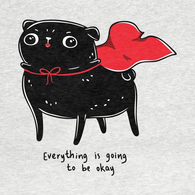 Funny Black Pug, Kawaii Cute Hero Dog by LydiaLyd